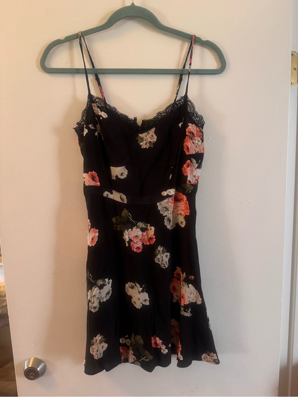 MINKPINK Black Floral Lace-Trim Slip Dress